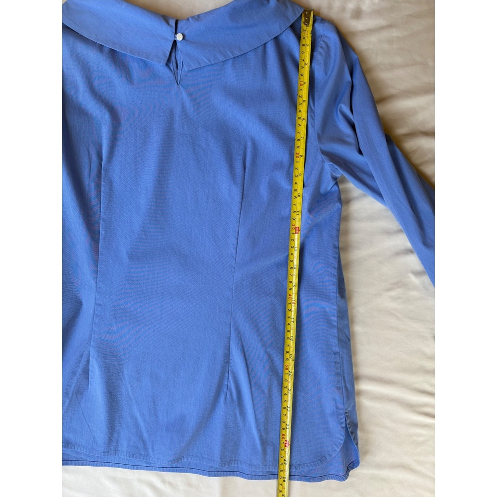 Talbots Womens Sabrina Blue Portrait Collar 3/4 Sleeve Cotton Blend Size L - Picture 6 of 8